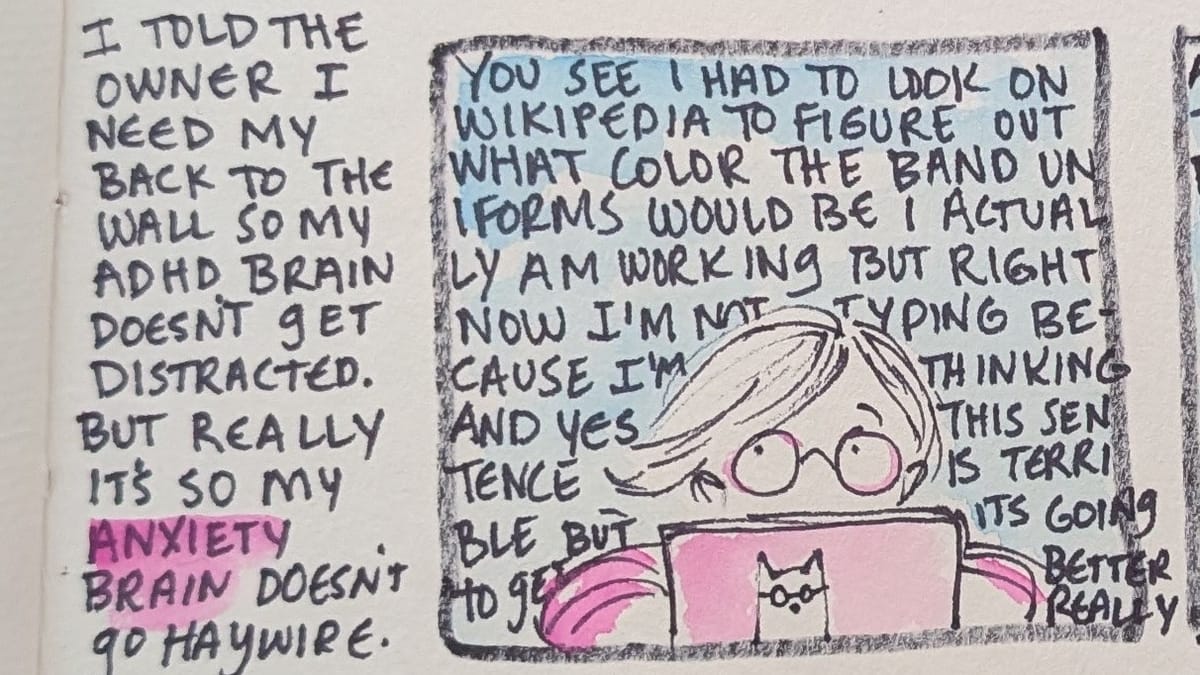 a comic about having your back to the wall (literally)