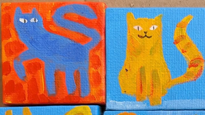 tiny paintings of cats
